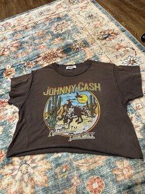 Daydreamer Free People Johnny Cash Ghost Riders in the Sky Sz L Cropped Tee